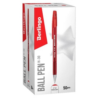 Ручка шариков.Berlingo H-30 красная 0,7мм(50шт)